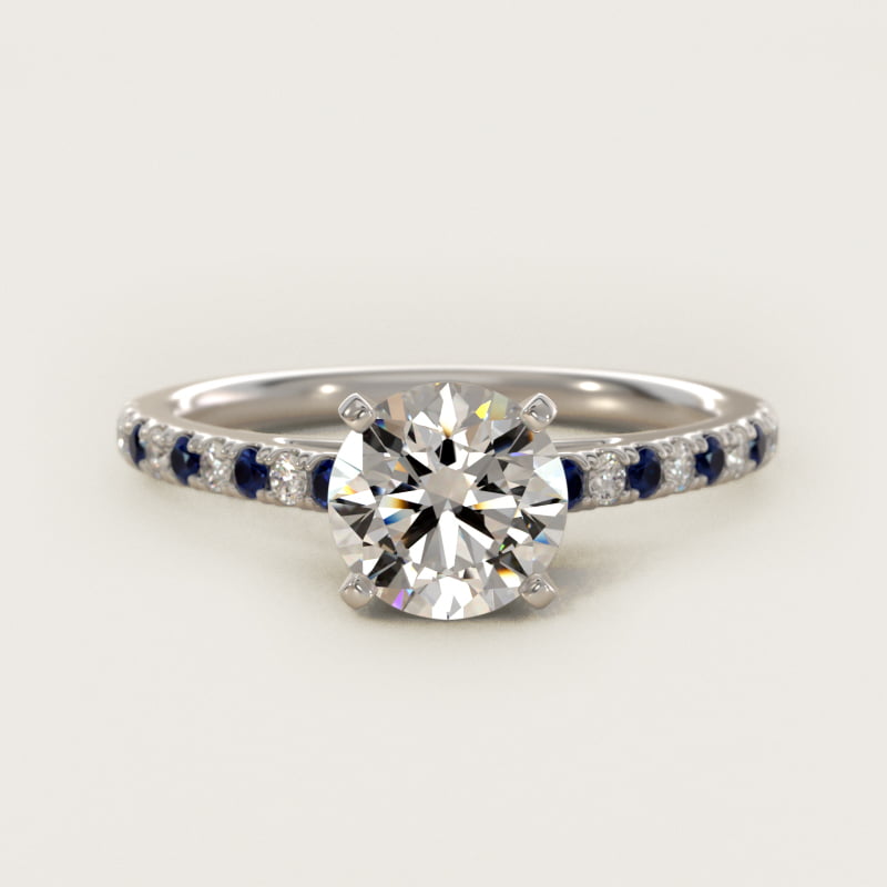 Riviera Micropavé Sapphire and Diamond Engagement Ring in 14k White Gold