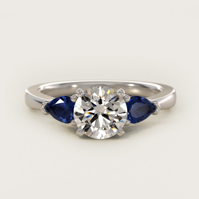 Classic Pear Shaped Sapphire Engagement Ring in Platinum
