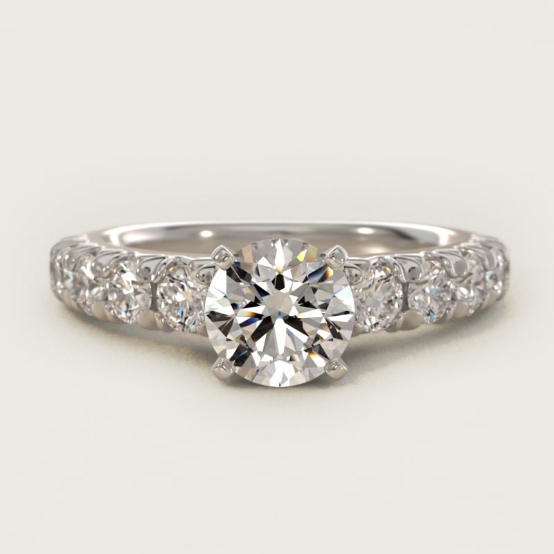 French Pavé Diamond Engagement Ring in Platinum (1 ct. tw.)