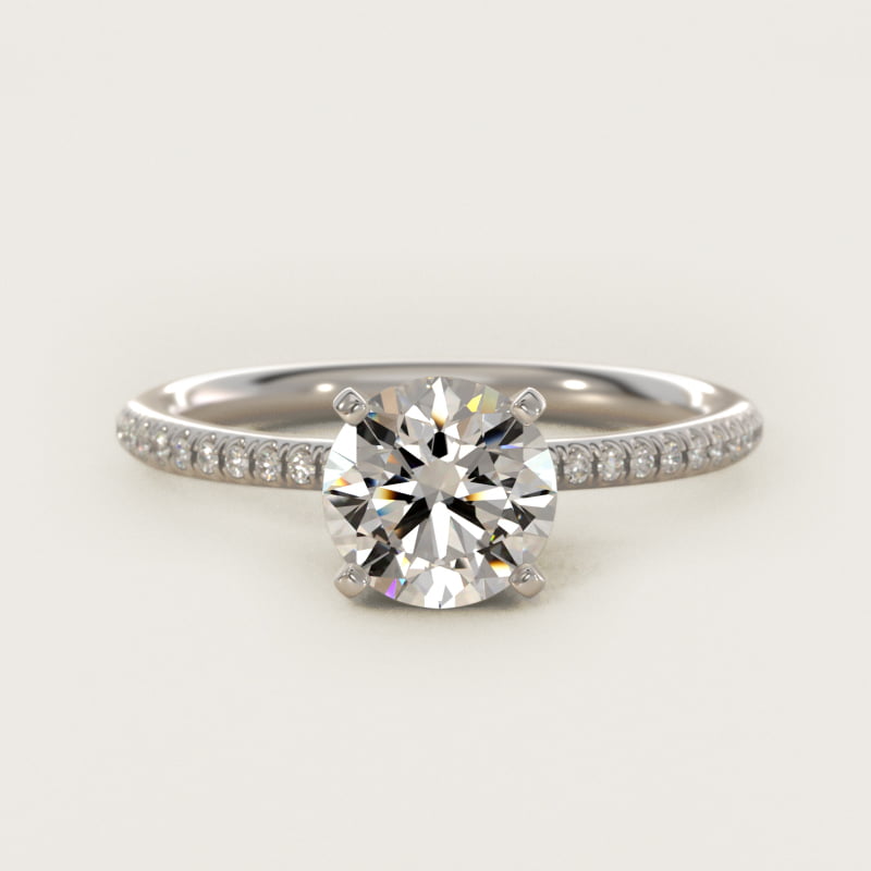Petite Micropavé Diamond Engagement Ring in 14k White Gold (1/10 ct. tw.)