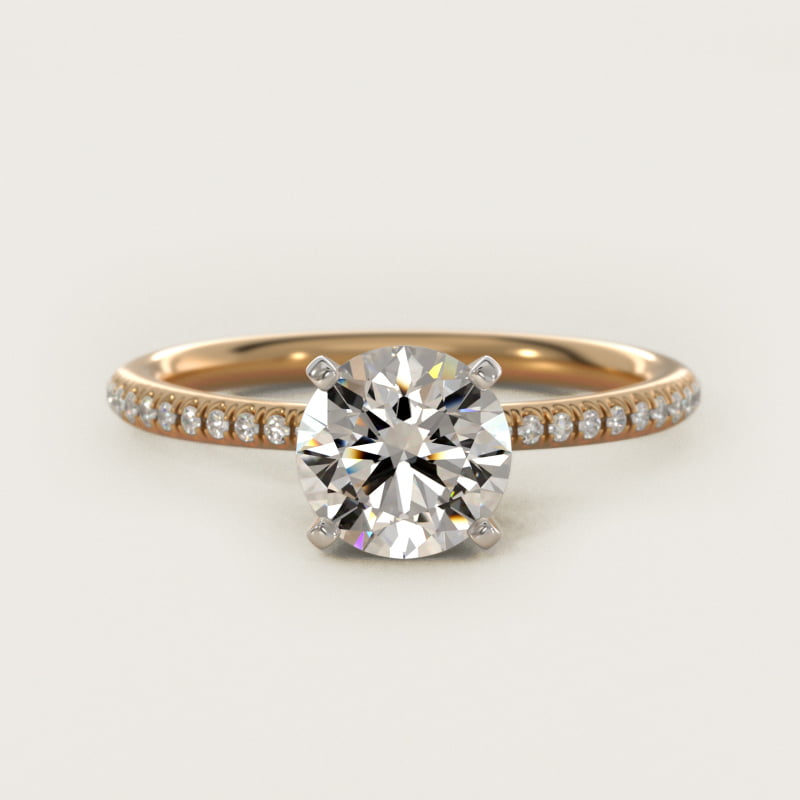 Round 1.5 CT Certified Diamond Petite Micropavé Engagement Ring In 14K Yellow Gold