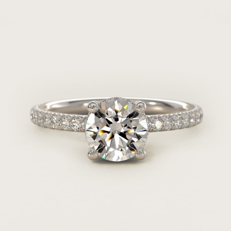 Blue Nile Studio Petite French Pavé Crown Diamond Engagement Ring in Platinum (1/3 ct. tw.)
