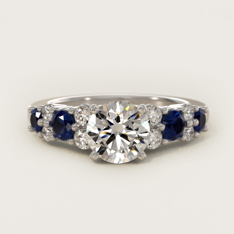 Garland Sapphire and Diamond Engagement Ring in 14k White Gold