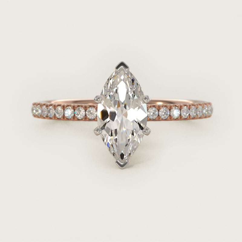 Riviera Pavé Diamond Engagement Ring in 14k Rose Gold (1/6 ct. tw.)