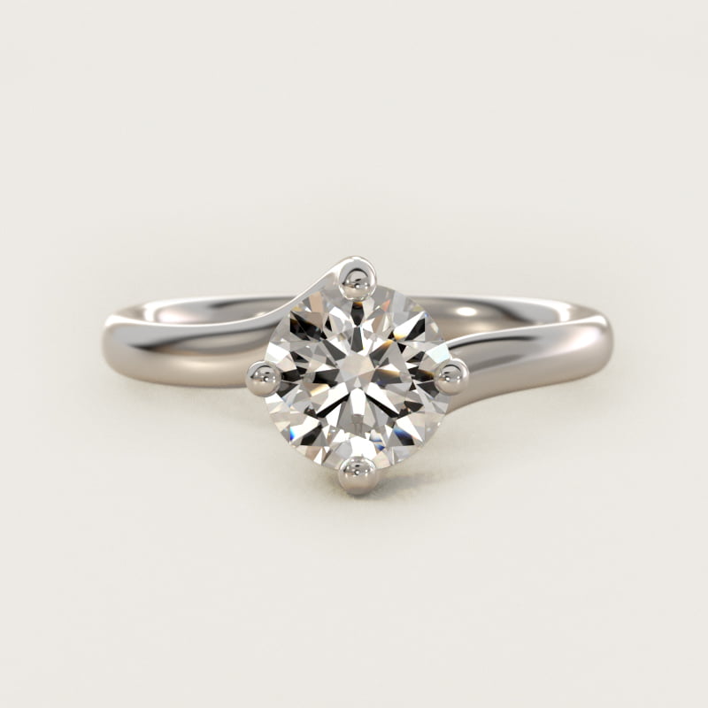 Bypass Solitaire Engagement Ring in 14k White Gold By Zac Zac Posen