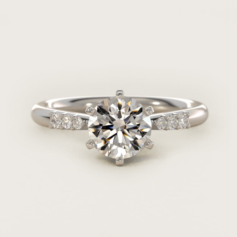 Six-Prong Petite Diamond Engagement Ring in Platinum