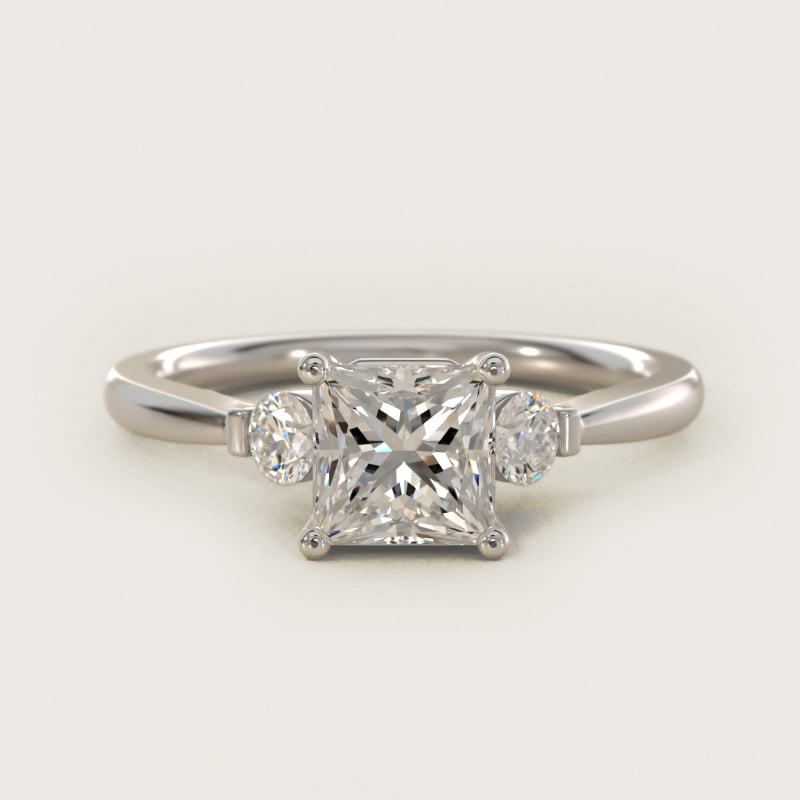 Petite Three-Stone Lab-Grown Diamond Engagement Ring in 14k White Gold