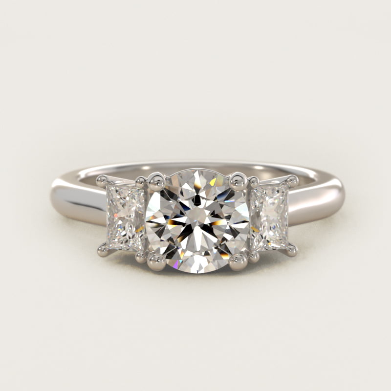 Three-Stone Elongated Princess Diamond Engagement Ring in 14K White Gold (1/2 ct. tw.)