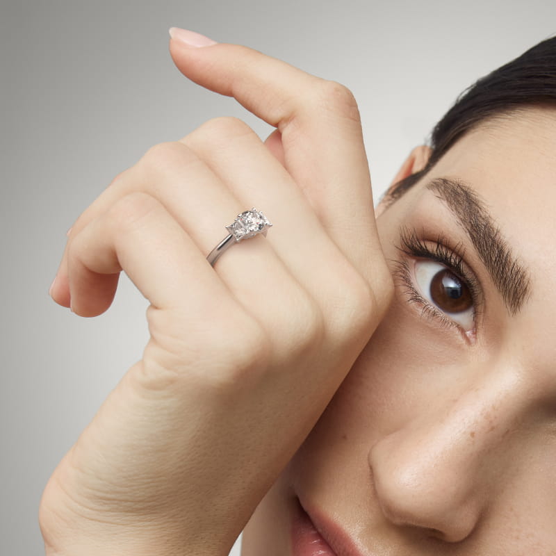 Three-Stone Elongated Princess Diamond Engagement Ring in 14K White Gold (1/2 ct. tw.)