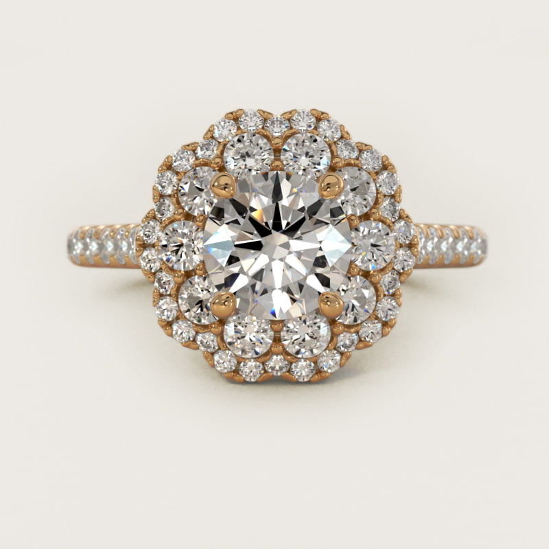 Vintage Diamond Halo Engagement Ring in 14k Yellow Gold (5/8 ct. tw.)