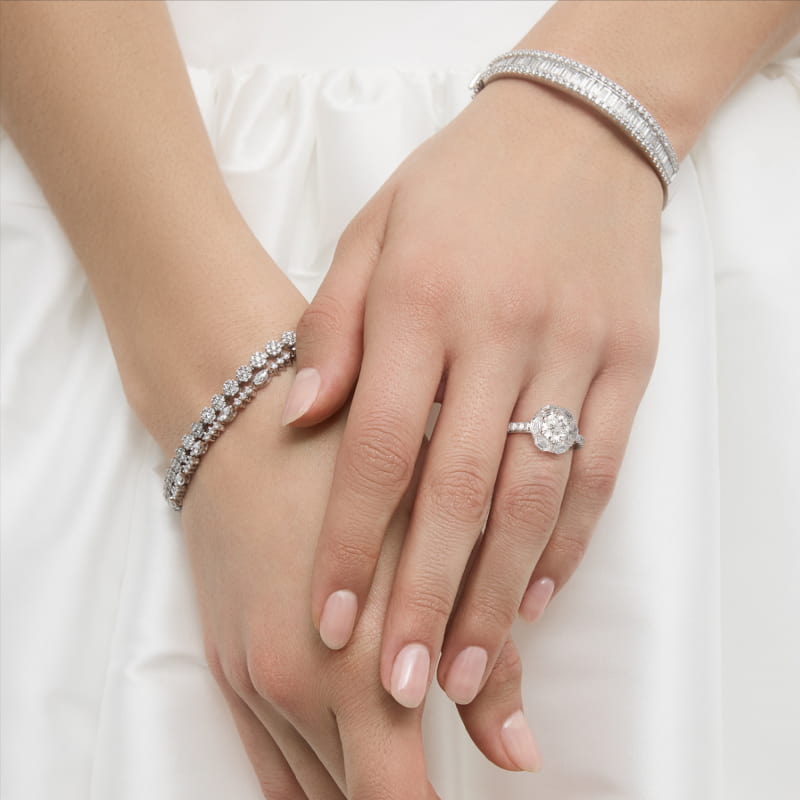 Hila Diamond Halo Engagement Ring in 14k White Gold By Bella Vaughan