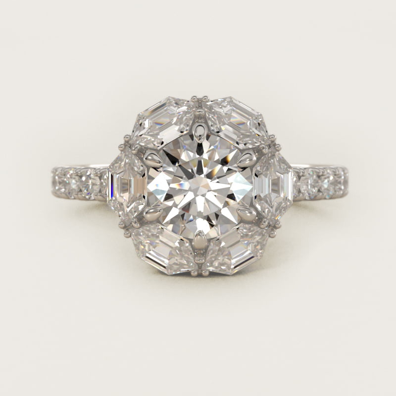 Hila Diamond Halo Engagement Ring in 14k White Gold By Bella Vaughan