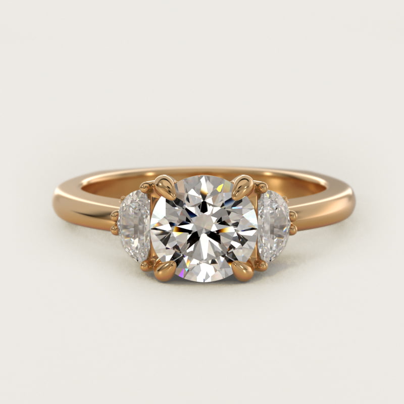Moon Three Stone Engagement Ring in 14K Yellow Gold (1/3 ct. tw.) By Bella Vaughan