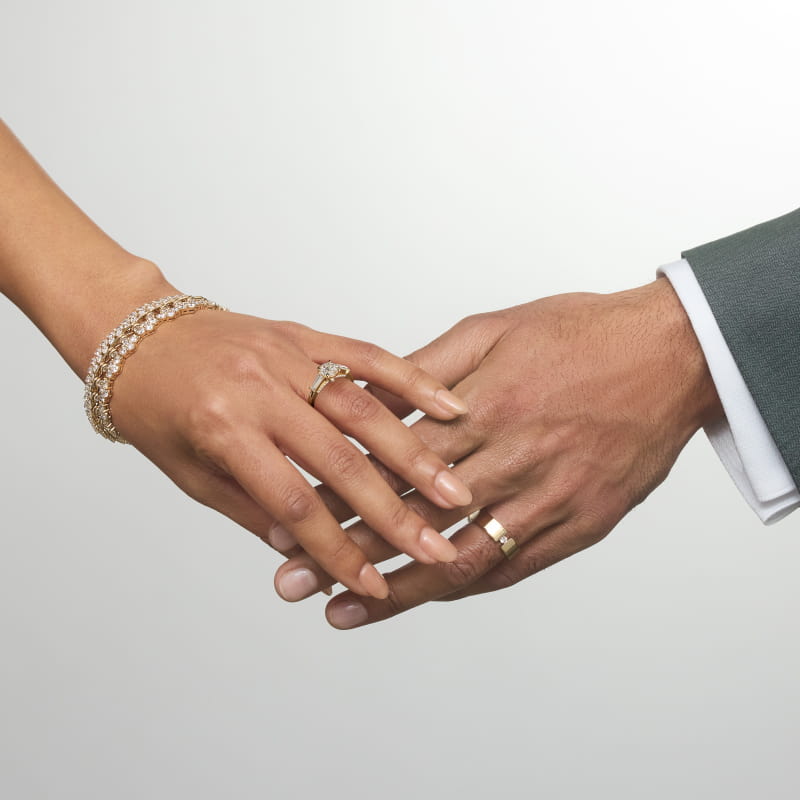 Tapered Baguette Three Stone Engagement Ring in 18k Yellow Gold (1/2 ct. tw.) By Bella Vaughan