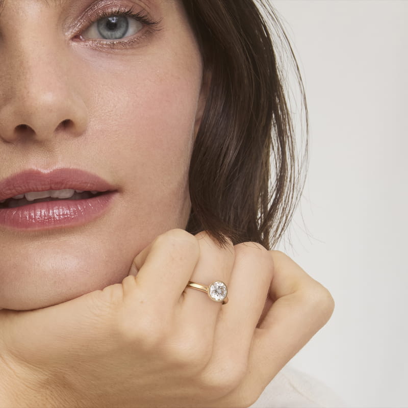 Bezel Solitaire Engagement Ring in 14K Yellow Gold