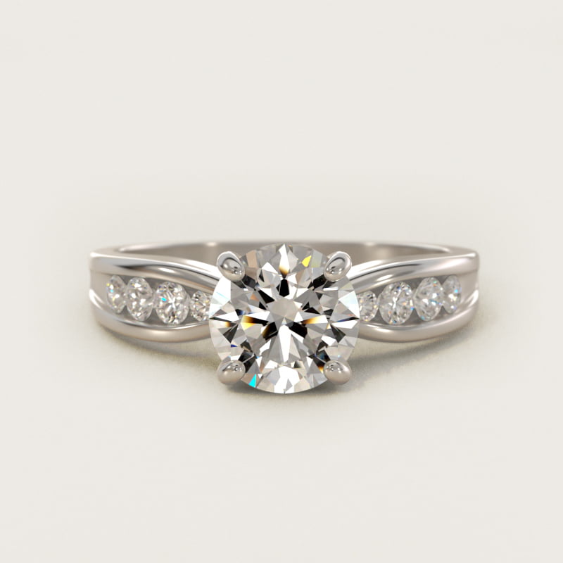 Bow-Tie Engagement Ring With Channel Set Round Diamonds In 14K White Gold By James Allen
