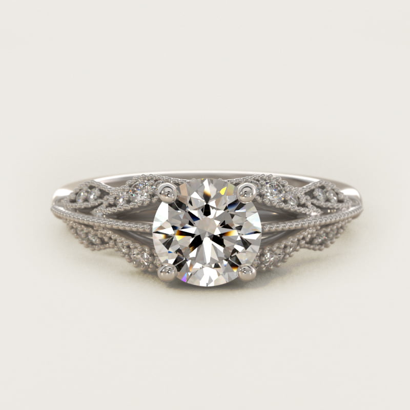 Floral Bouquet Vintage-Style Engagement Ring In 14K White Gold By James Allen