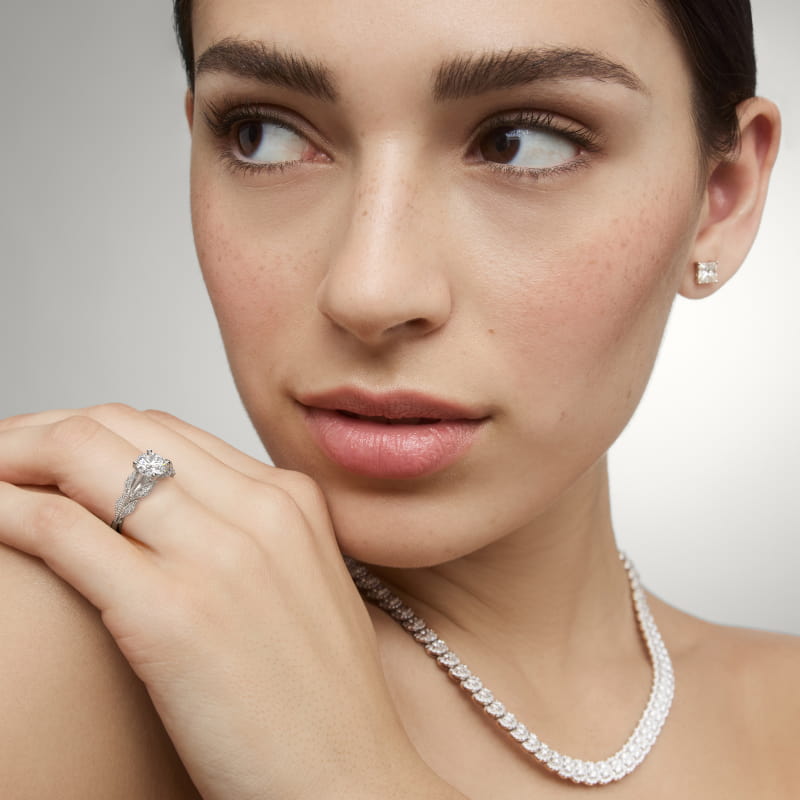 Floral Bouquet Vintage-Style Engagement Ring In 14K White Gold By James Allen