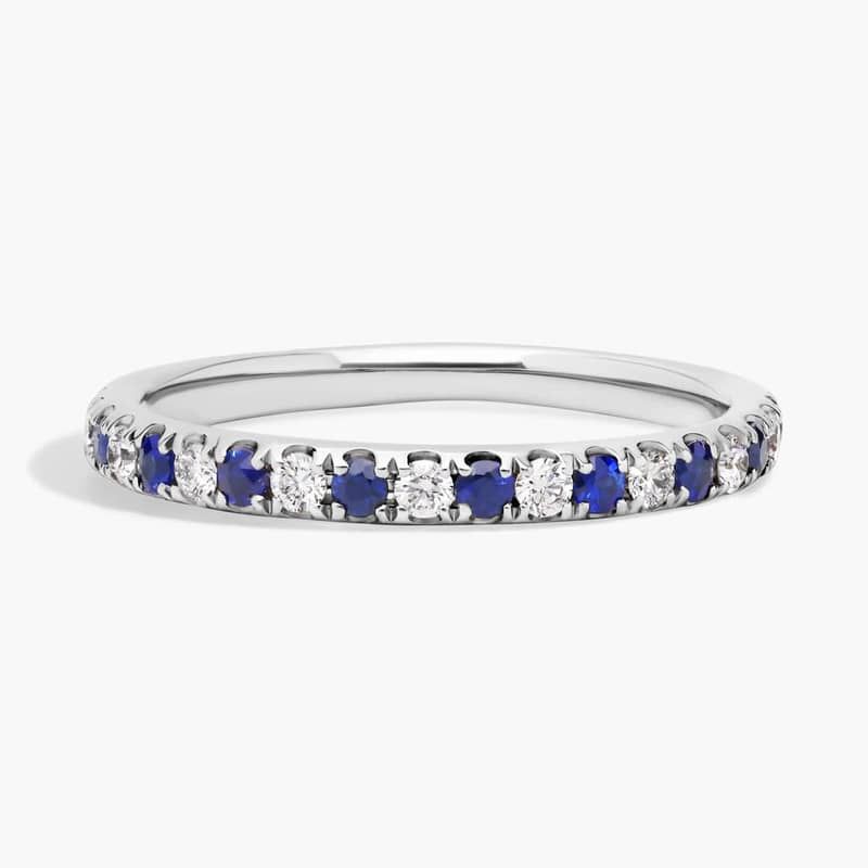 Riviera Pavé Sapphire and Diamond Ring in 14k White Gold (1.5mm)