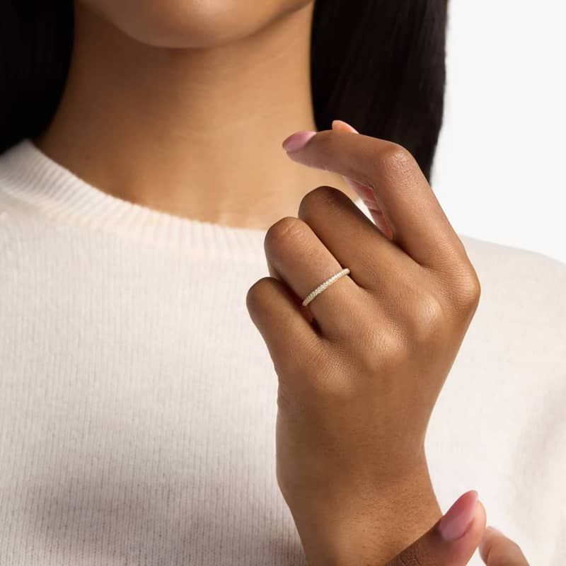 Trio Micropavé Diamond Wedding Ring in 18k Yellow Gold (1/3 ct. tw.)