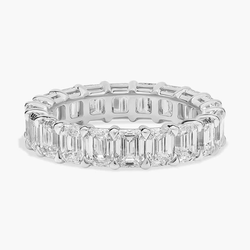 Emerald Cut Lab-Grown Diamond  Eternity Ring In 14K White Gold (5 Ct. tw. - F-G / VS2-SI1)