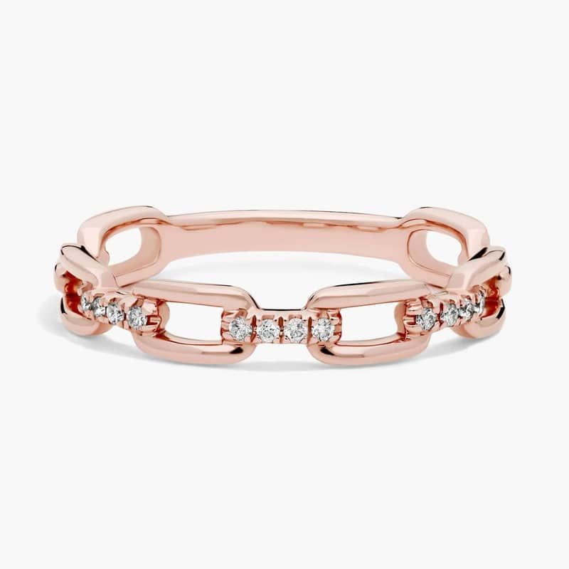 Diamond Link Fashion Ring in 14k Rose Gold