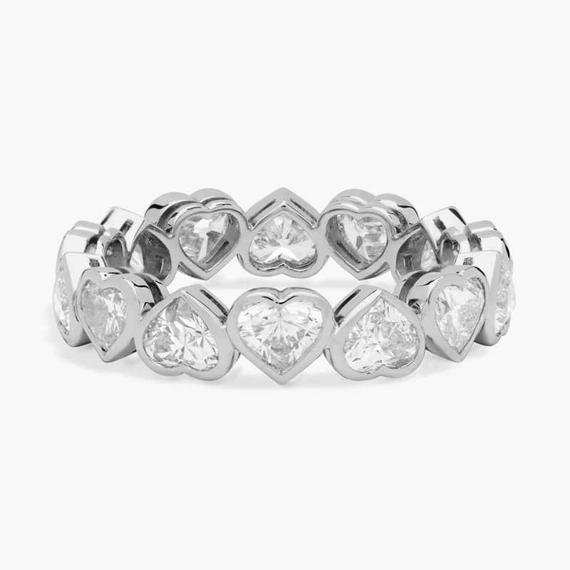 Heart Lab-Grown Diamond Bezel Eternity Ring in 14K White Gold