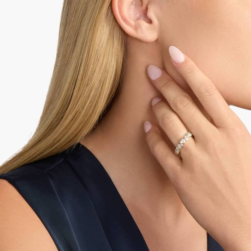 Heart Lab-Grown Diamond Bezel Eternity Ring in 14K Yellow Gold