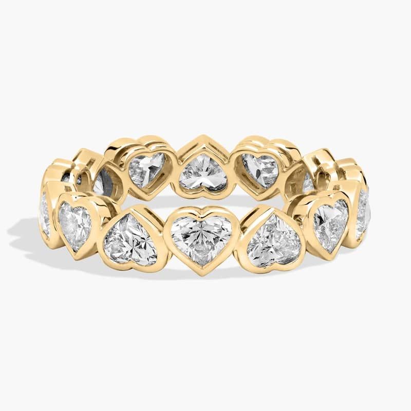 Heart Lab-Grown Diamond Bezel Eternity Ring in 14K Yellow Gold