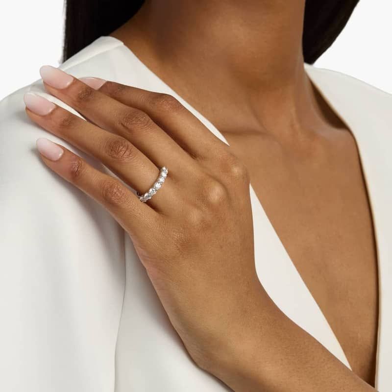 Seven Stone Low Dome Basket Lab-Grown Diamond Ring in 14k White Gold (1 Ct. tw. - F-G / VS2-SI1)