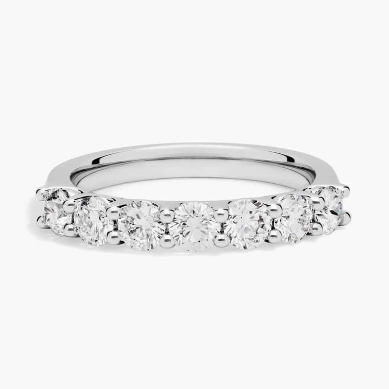 Seven Stone Low Dome Basket Lab-Grown Diamond Ring in 14k White Gold (1 Ct. tw. - F-G / VS2-SI1)