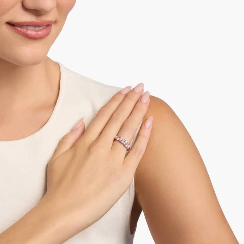 Romantic Marquise Pink Sapphire and Diamond Ring in 14k White Gold