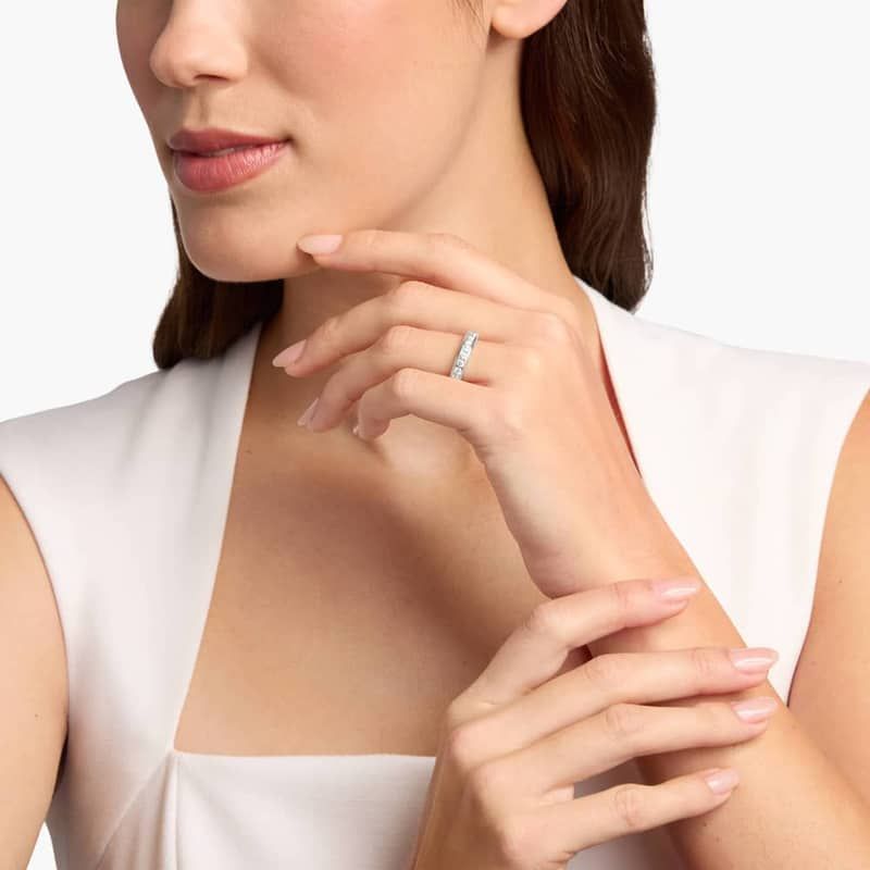 Channel Set Round Diamond Eternity Ring In 14K White Gold (1 1/2 Ct. tw. - H-I / SI1-SI2)