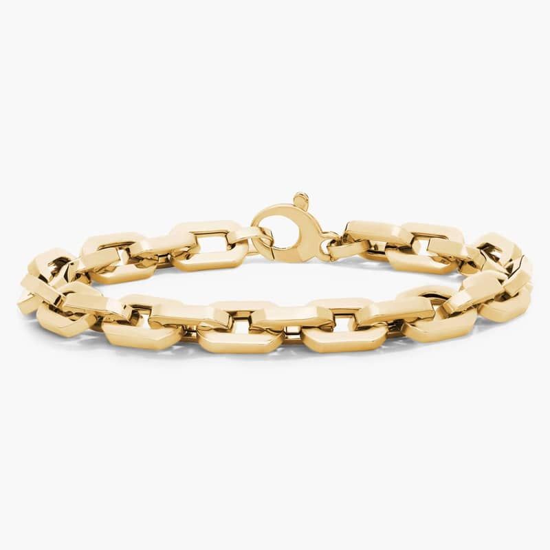 8.5" Men's Large Faceted Bracelet in 14k Yellow Gold (8.7 mm)