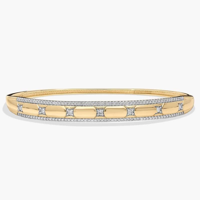 Double Row Diamond Bangle Bracelet in 14K Yellow Gold (3/4 Ct. Tw.)