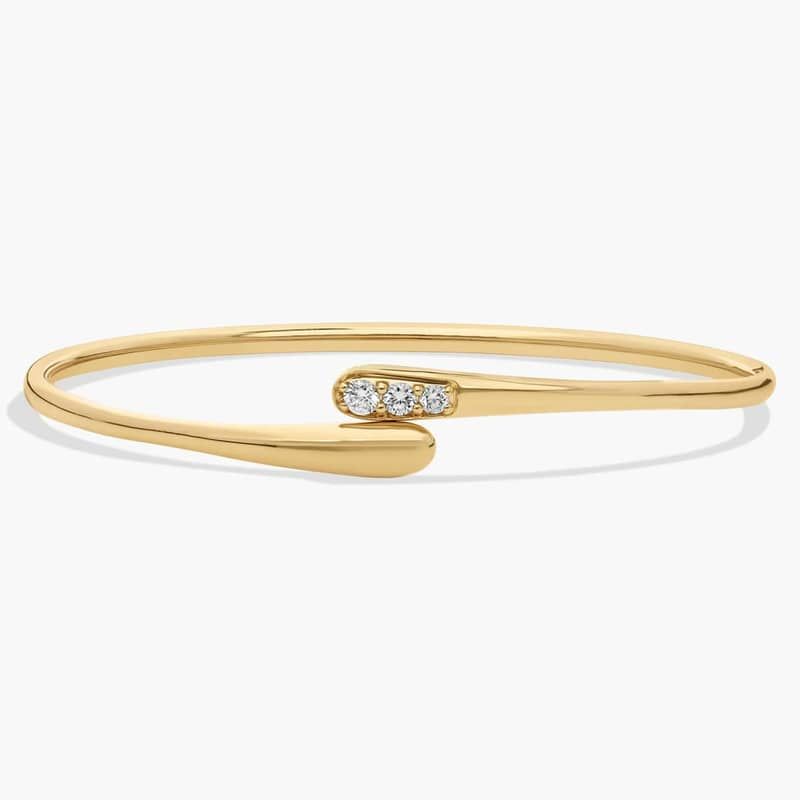 Crossover Diamond Drop Bangle in 14K Yellow Gold (1/4 Ct. Tw.)