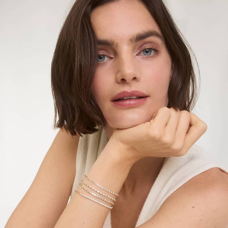 Mini Half Tennis Bracelet With 2 CTW Marquise Cut Lab-Grown Diamonds In 14K Yellow Gold