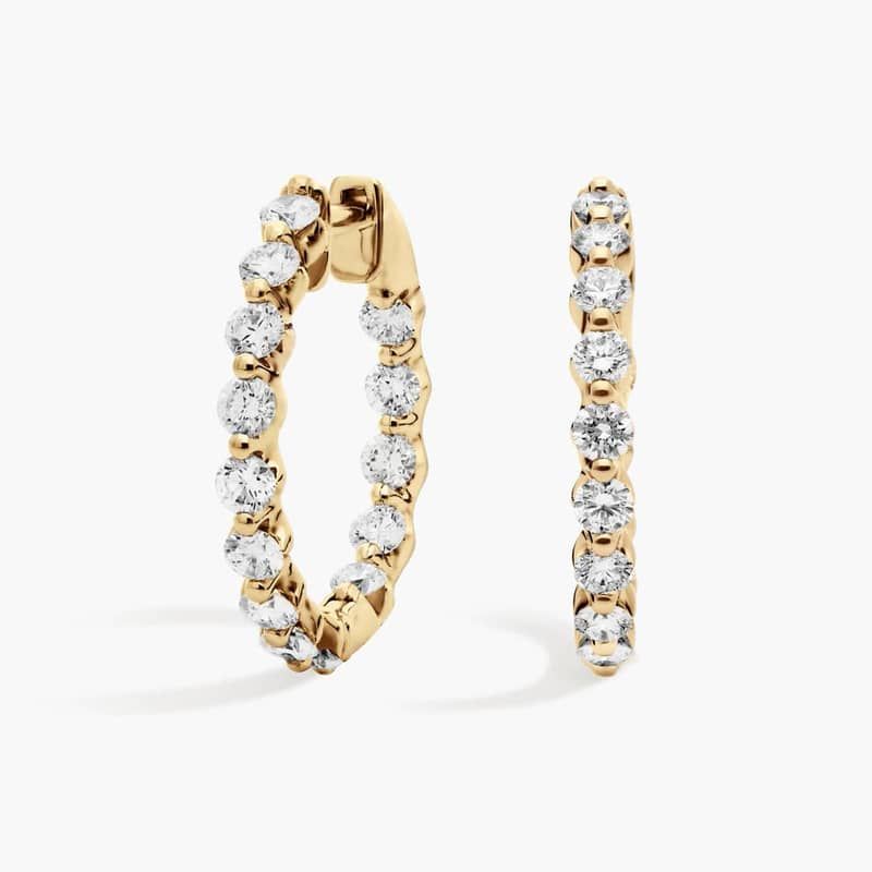 Floating Diamond Eternity Hoop Earrings in 14k Yellow Gold (2 ct. tw.)