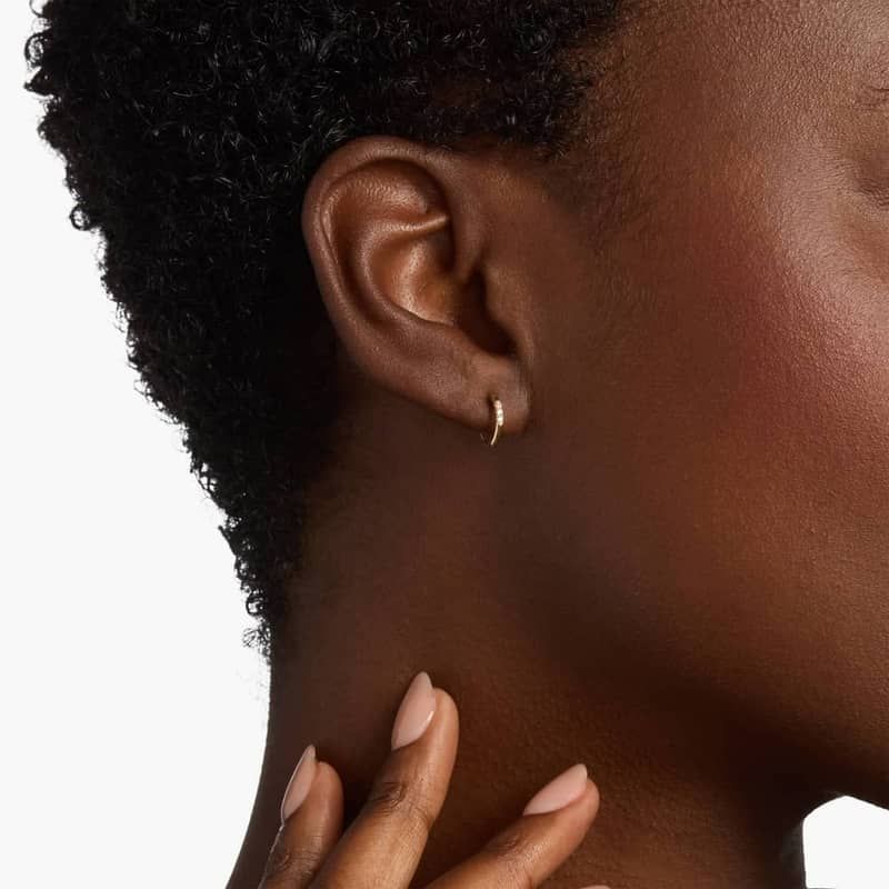 Petite Diamond Huggie Mini-Hoop Earrings in 14k Yellow Gold