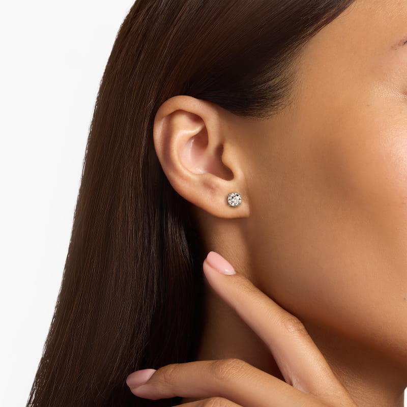 Four Prong Stud Earrings   In 14K White Gold (Setting)