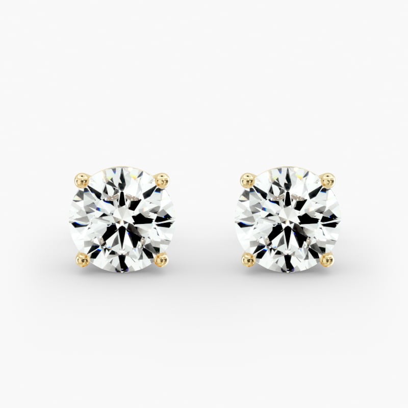 Four Prong Stud Earrings   In 14K Yellow Gold (Setting)