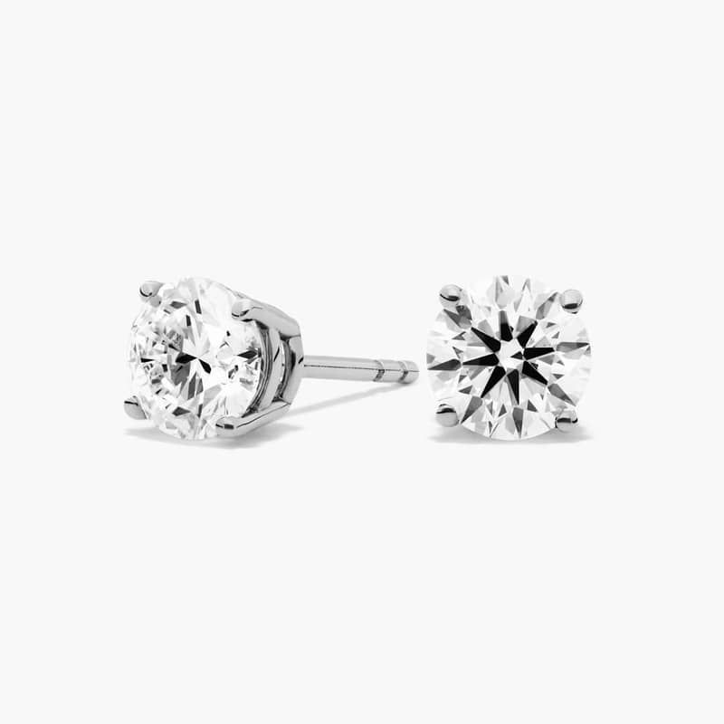 Four Prong Round Brilliant Lab Grown Diamond Stud Earrings in 14k White Gold (1 1/2 Ct. tw. - F-G / VS2-SI1)