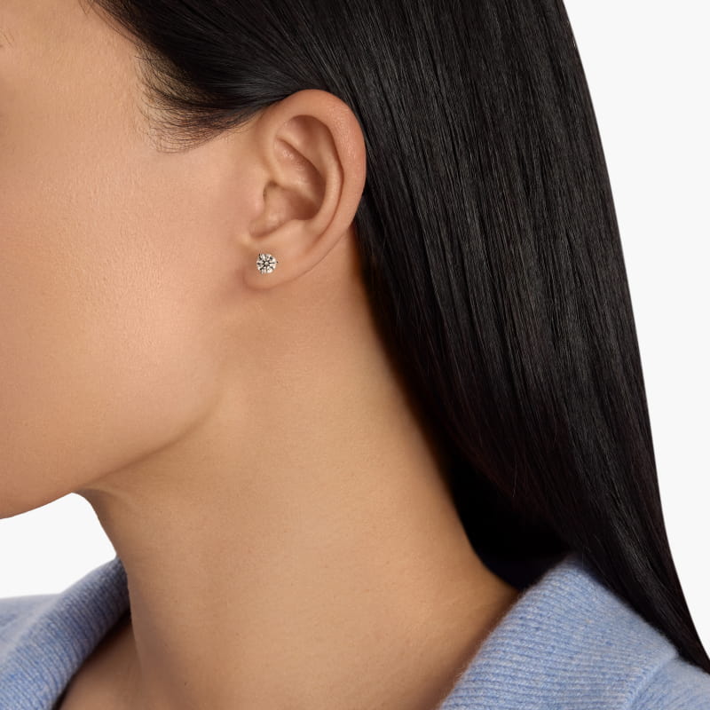 Three Prong Martini Stud Earring   In 14K White Gold (Setting)