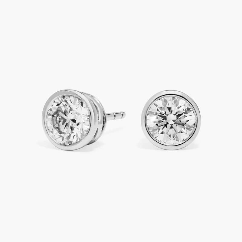 Bezel Set Lab-Grown Diamond Stud Earrings In 14K White Gold (2 Ct. tw. - F-G / VS2-SI1)