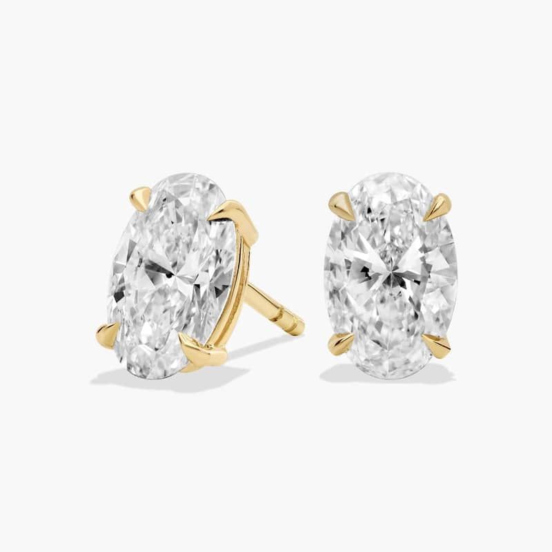Oval Cut Lab-Grown Diamond Stud Earrings In 14K Yellow Gold (2 Ct. tw. - F-G / VS2-SI1)