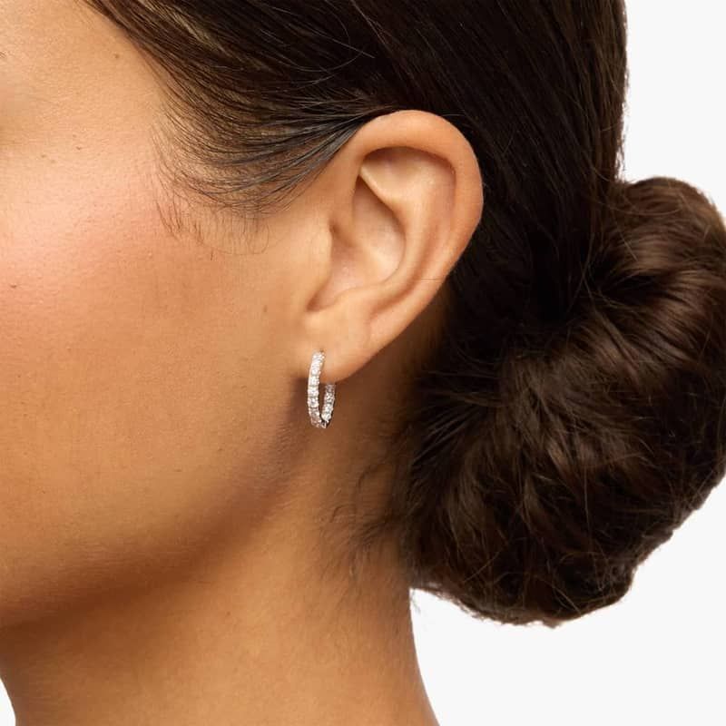 Inside Out Lab Grown Diamond Round Hoops, 1/2 Inch Diameter In 14K White Gold (1 Ct. tw. - F-G / VS2-SI1)