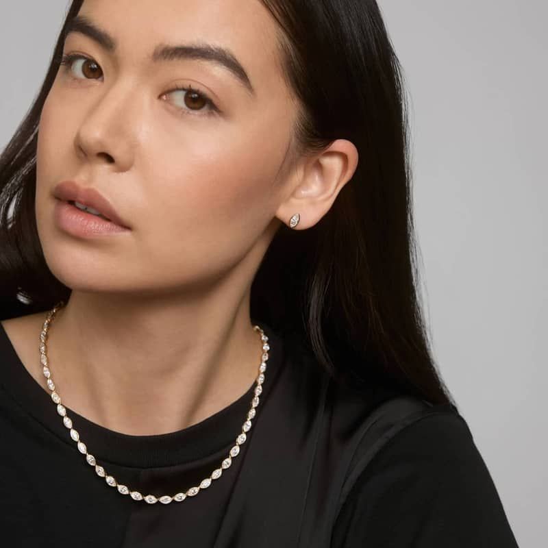 Bezel Stud Earrings With 1 CTW Marquise Cut Lab-Grown Diamonds in 14K Yellow Gold