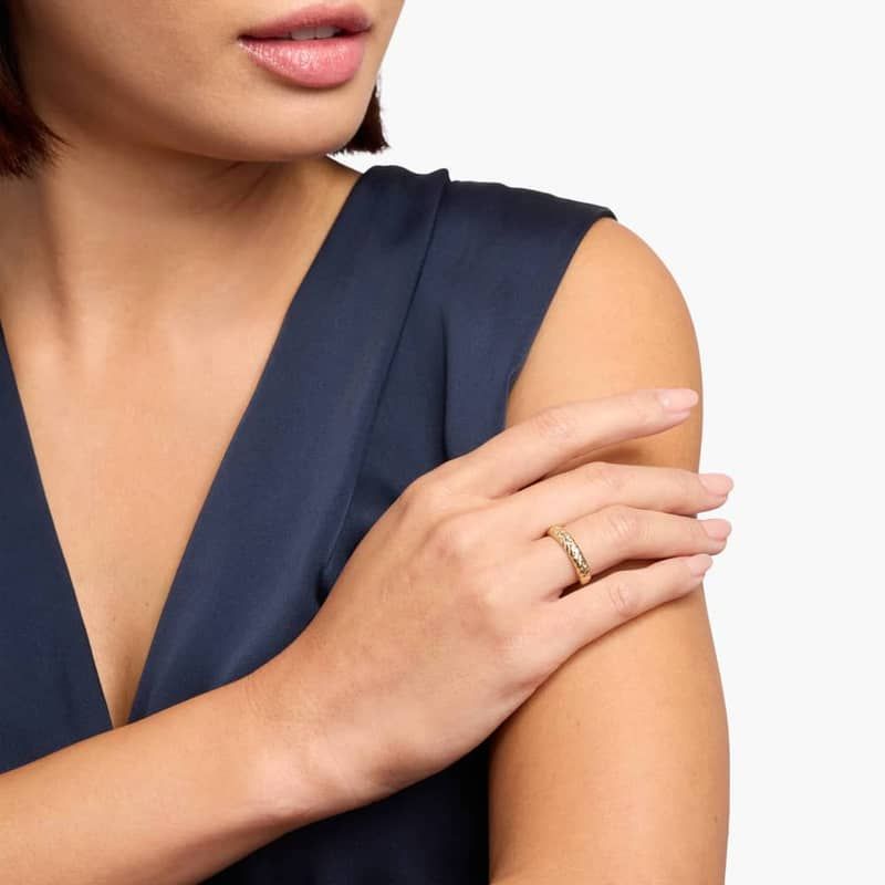 Scattered Diamond Braided Band in 14K Yellow Gold