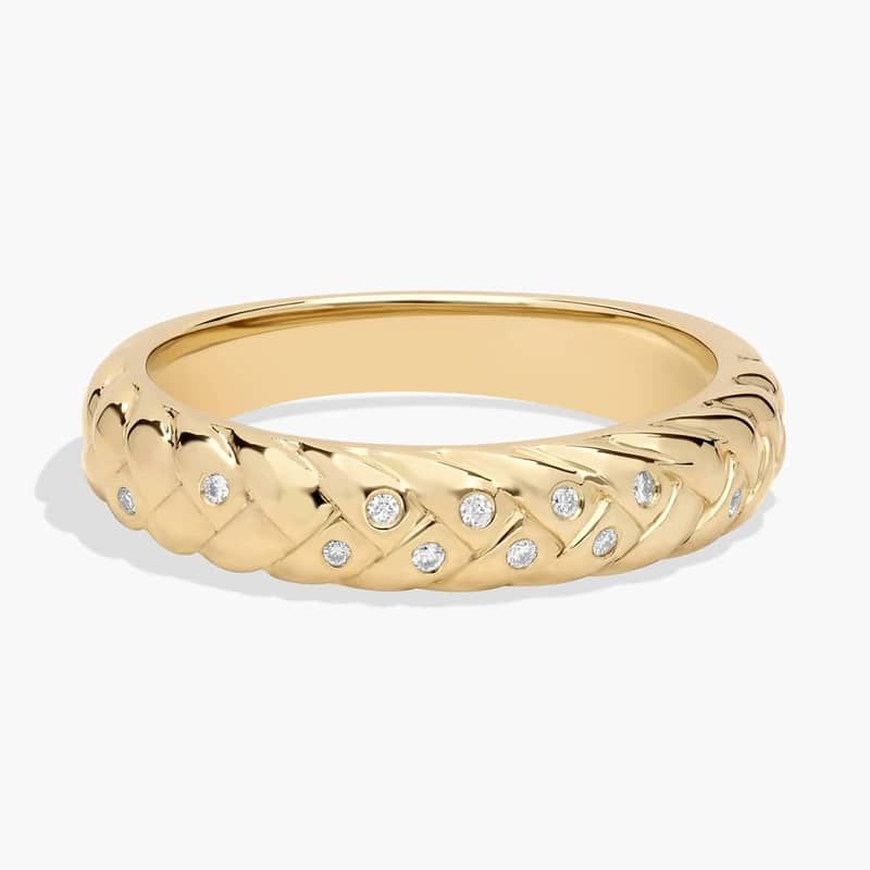 Scattered Diamond Braided Band in 14K Yellow Gold