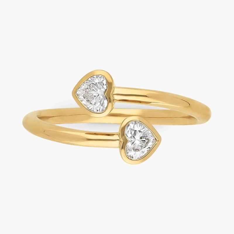 Heart Diamond Bezel Wrap Ring in 14K Yellow Gold